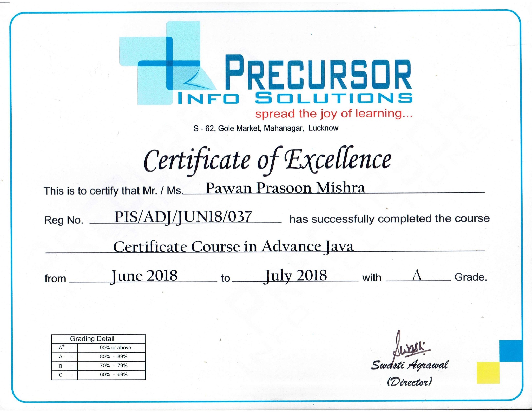 Advance Java certificate